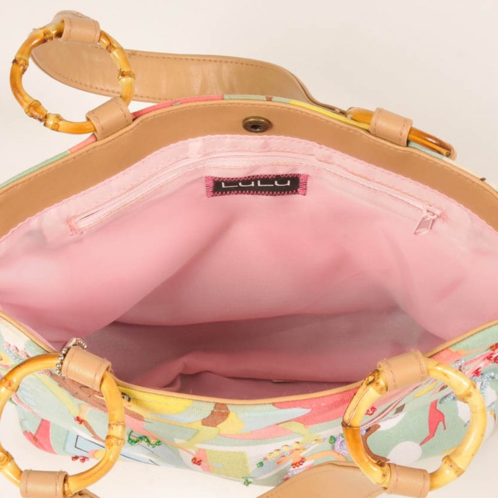 Lulu Printed Fabric Purse with beaded detail {EX+} - Picture 5 of 9
